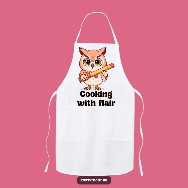 Funny Owl Kazoo Apron - Determined Kitchen Gift for Musical Chefs