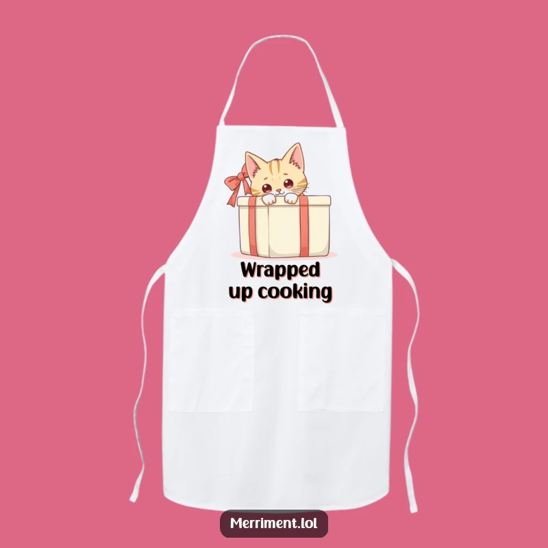 Funny Cat Gift Box Apron: Cook with Curiosity and Hilarious Feline Flair!