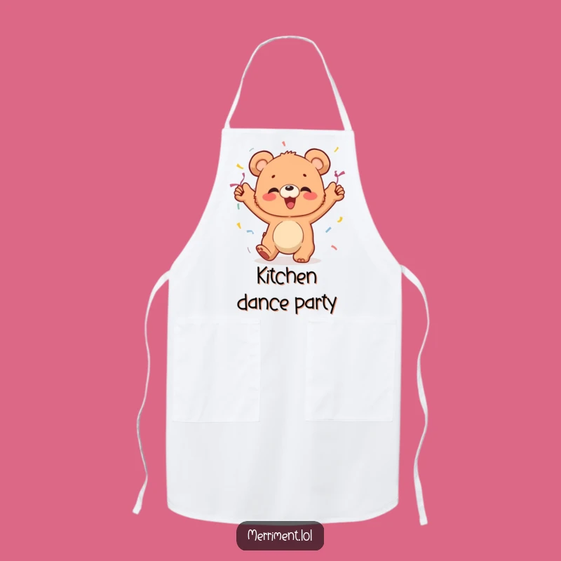 Funny Bear Cub Dancing Apron: Cook with Joy, Hilarious Party Bear Design
