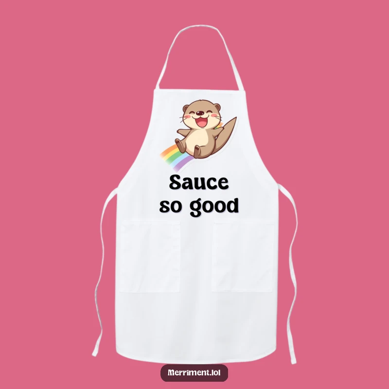Funny Otter Rainbow Apron: Cook with Joy Funny Gift