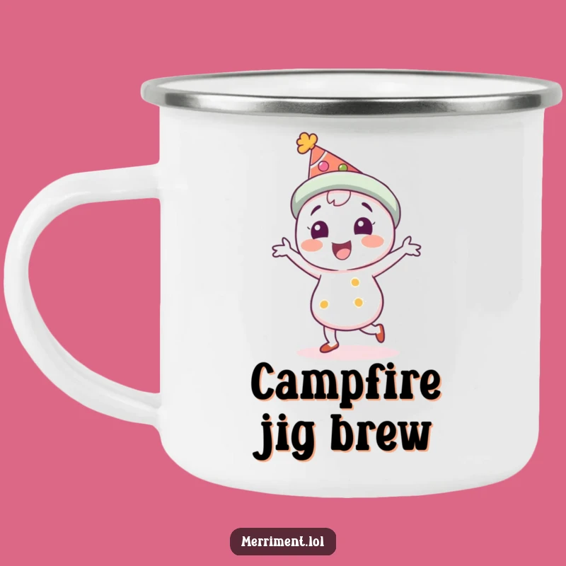 Funny Festive Hat Character Camping Mug: Outdoor Jig Fun, Perfect Funny Gift