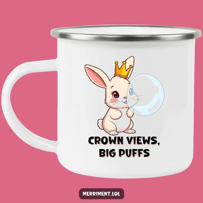 Funny Rabbit Crown Bubble Camping Mug: Adventure Fuel with a Giggle!