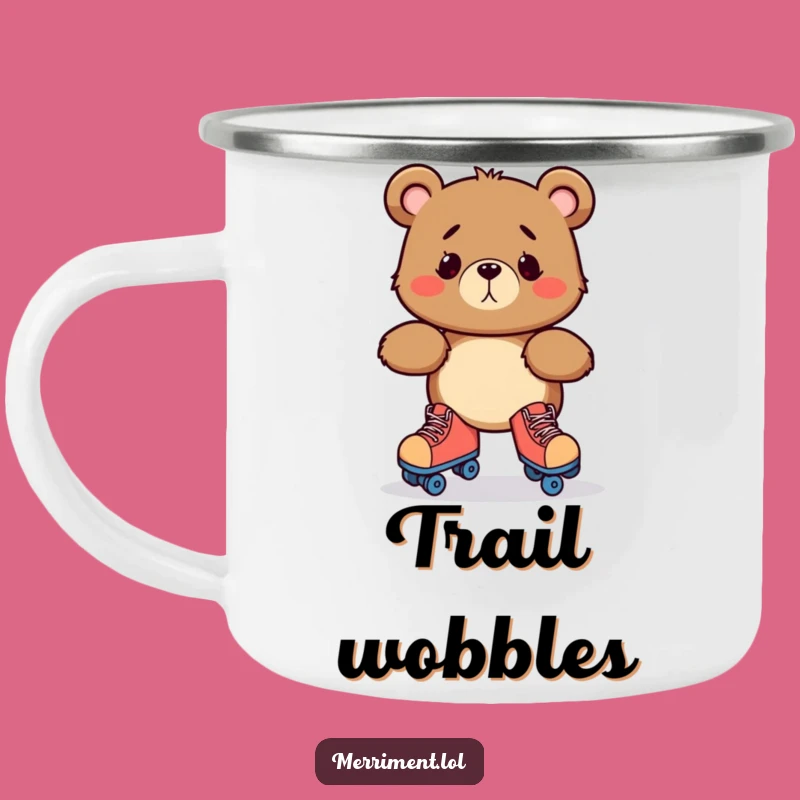 Funny Bewildered Bear Roller Skate Camping Mug: Hilarious Wobble Outdoor Gift