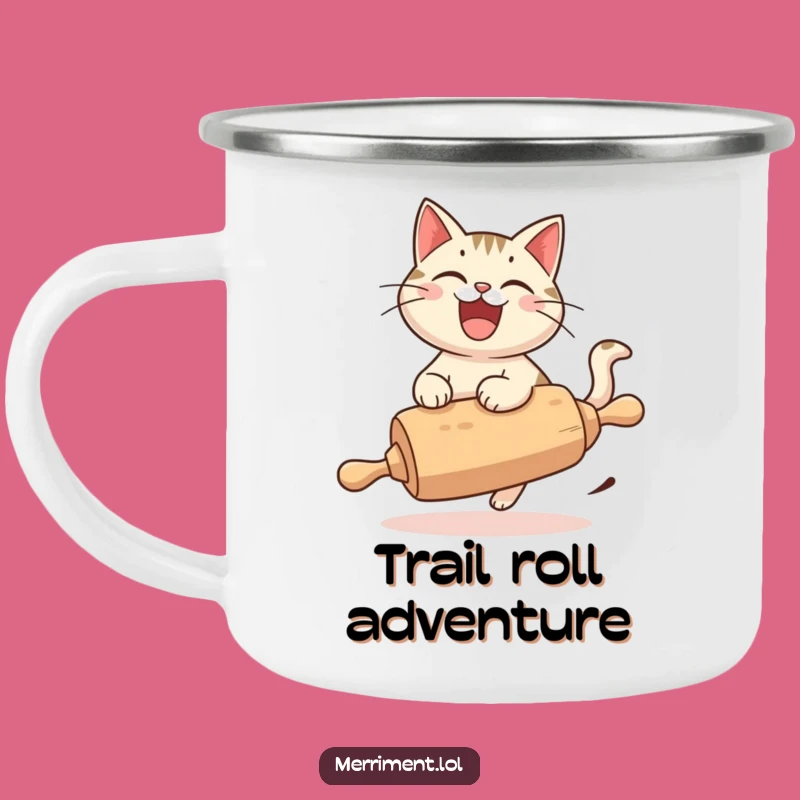 Funny Cat Rolling Pin Camping Mug: Adventure Fuel for Cat Lovers, Great Gift!