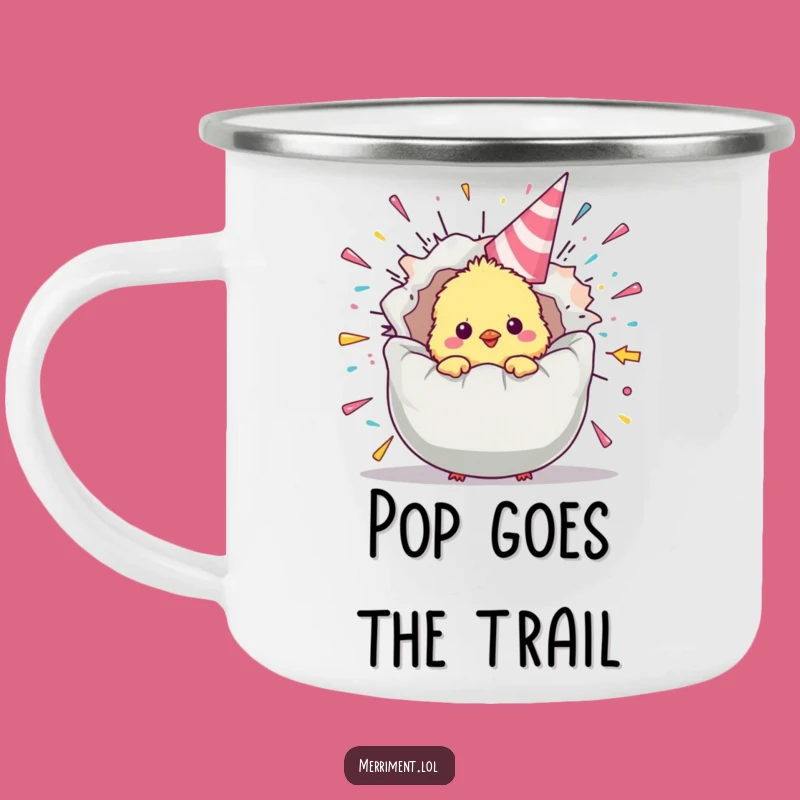 Funny Chick Party Popper Camping Mug: Festive Fuel for Outdoor Fun