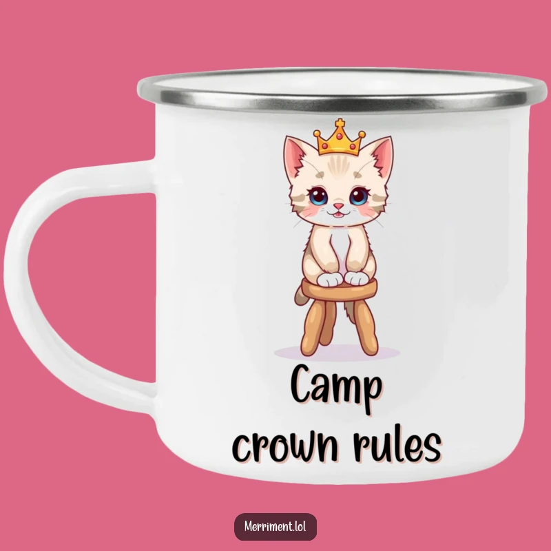 Funny Kitten Crown Camping Mug - Playful Outdoorsy Gift