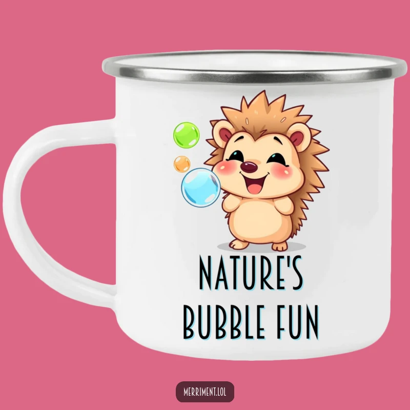 Funny Hedgehog Bubble Camping Mug: Cheerful Outdoor Drinkware for Happy Campers