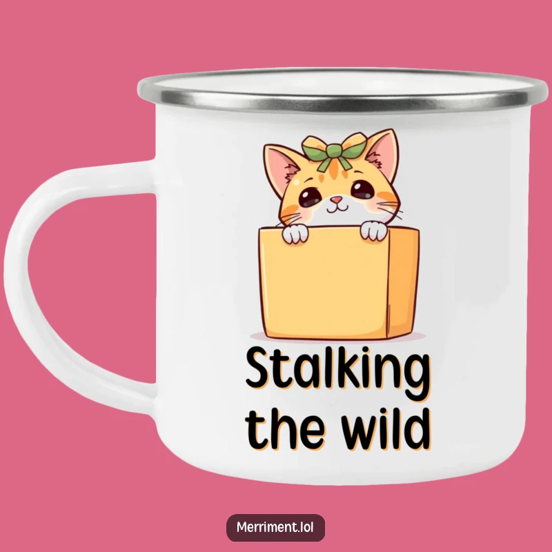 Funny Curious Cat Camping Mug: Outdoor Pet Adventure, Durable Funny Gift Cup