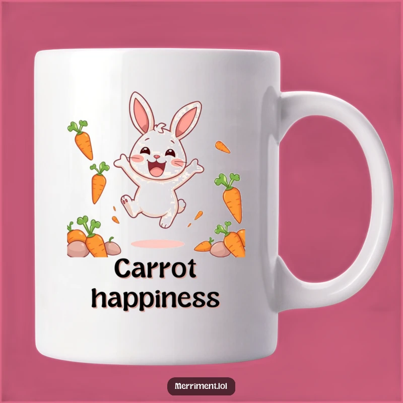 Funny Delighted Rabbit Carrot Mug: Joyful Bouncing Gift for Bunny Lovers