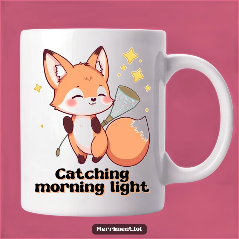 Funny Fox Star Catcher Mug: Playful Sparkle Net - Magical Gift
