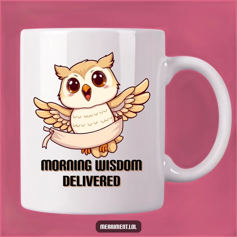Funny Owl Banner Mug: Wise Bird Soaring Message, Perfect Funny Gift Idea