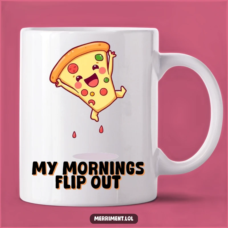 Funny Pizza Somersault Mug - Hilarious Cartoon Food Gift for Pizza Lovers