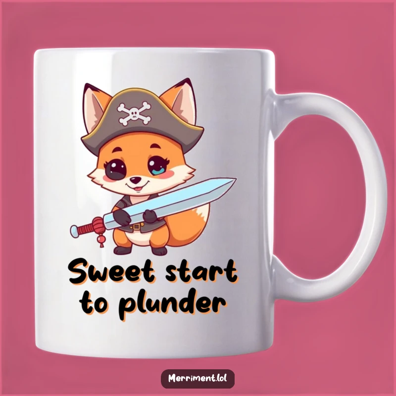 Funny Fox Pirate Mug: Sweet Adventures with a Lollipop Sword Gift