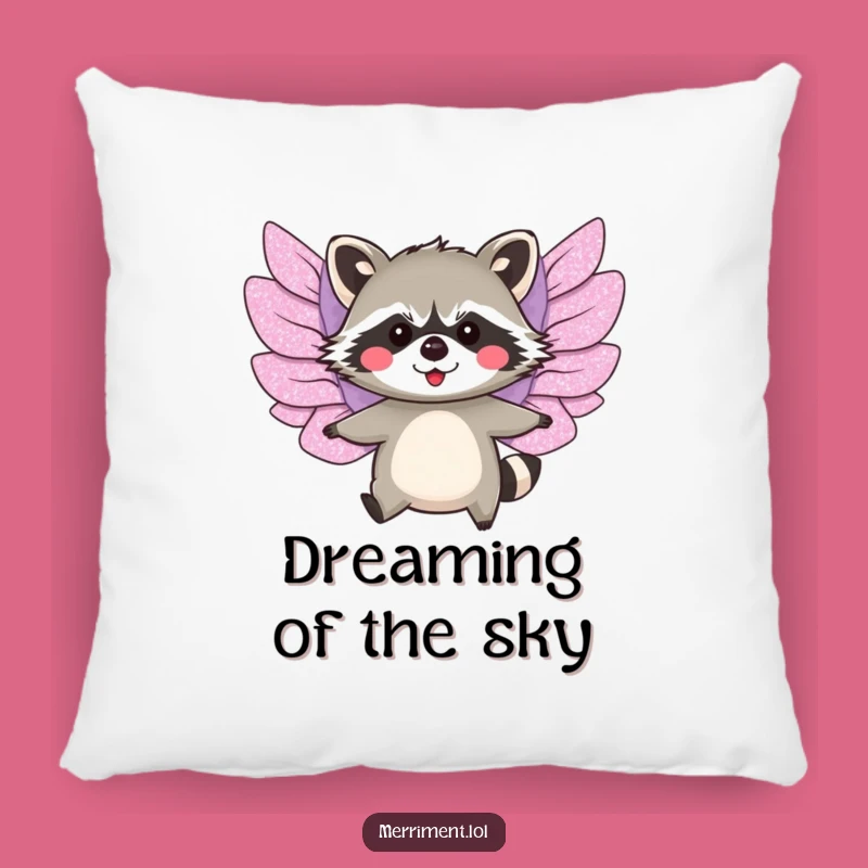 Comfy Funny Raccoon Wings Pillow: Dream Big with Softness