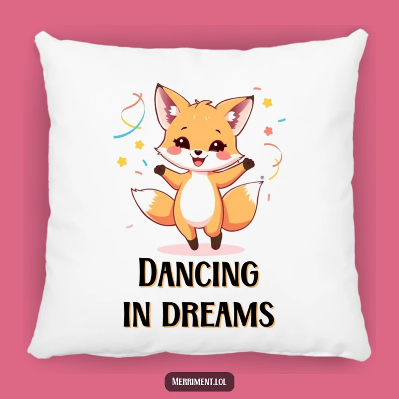 Funny Fox Cub Dance Pillow - Snuggle Up with Streamer Fun!