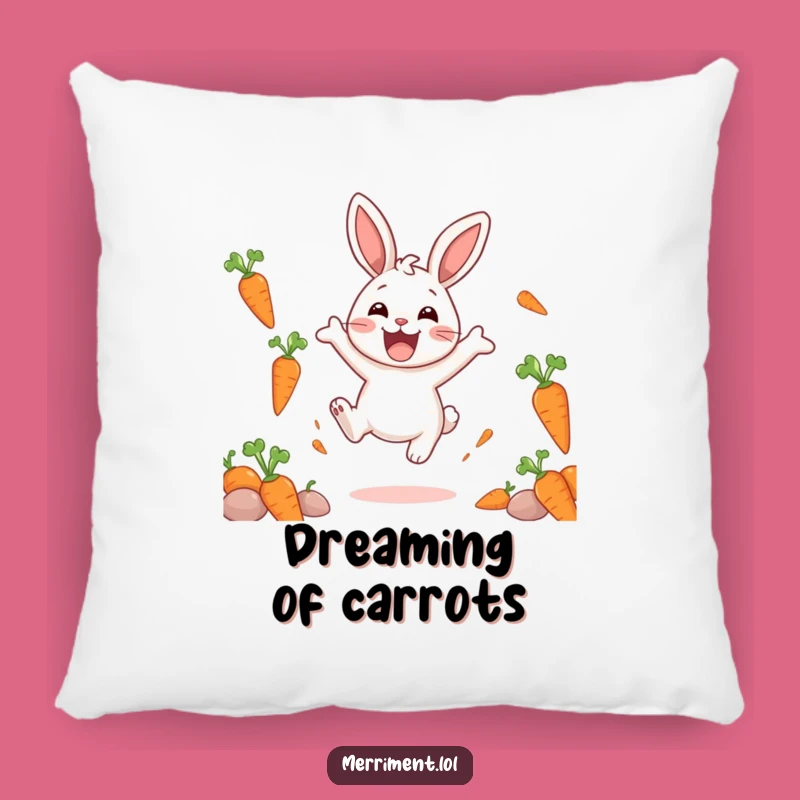 Funny Delighted Rabbit Carrot Pillow: Joyful Bouncing Cushion Gift