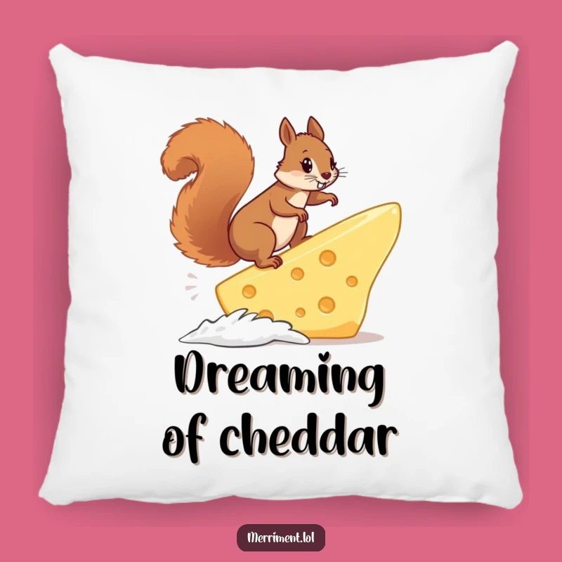 Funny Squirrel Cheese Surf Pillow: Cozy Up with This Hilarious Dairy-Themed Decor