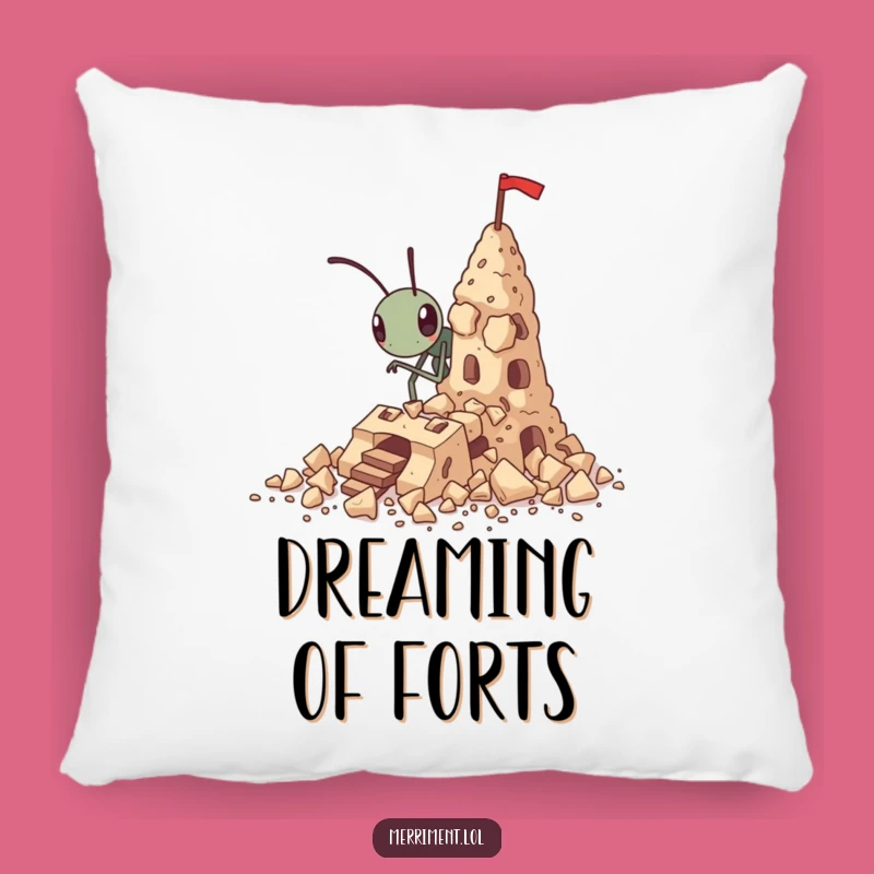 Funny Determined Ant Crumbs Fortress Pillow - Cozy Comfort with an Inspiring Message
