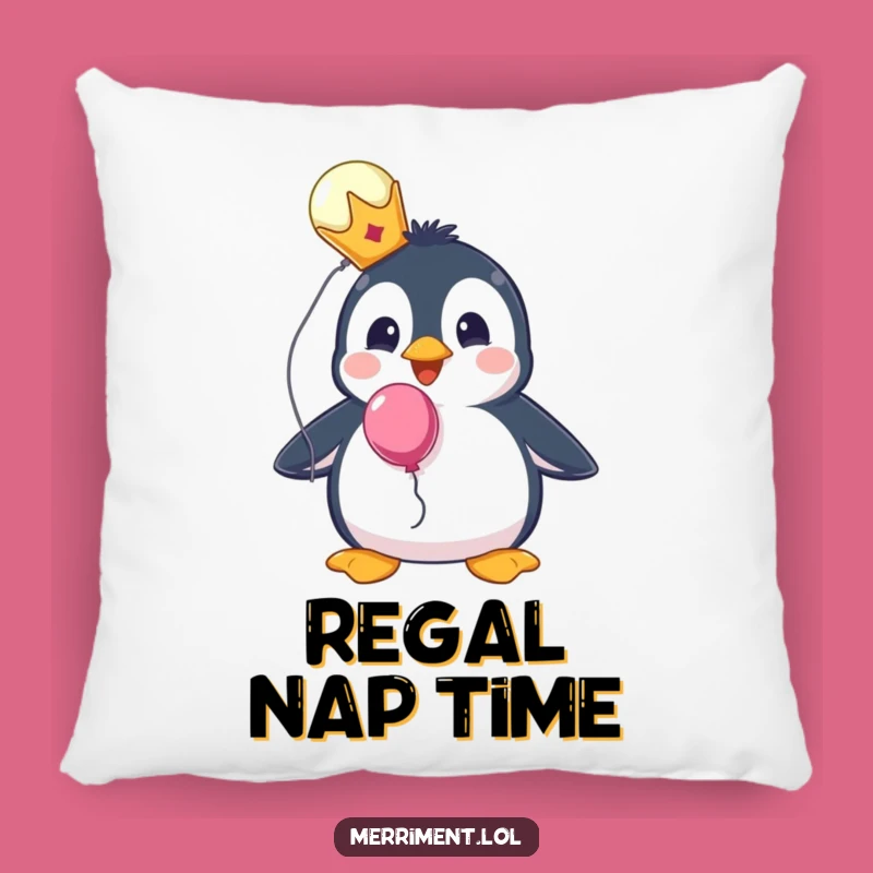 Funny Penguin Royal Pillow - Snuggle Up with Surprise Balloon Comfort!