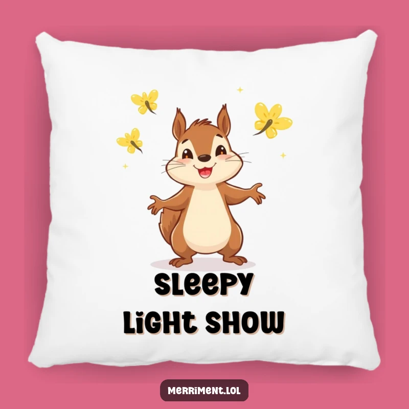 Funny Squirrel Juggling Pillow: Cozy Up with a Hilarious Firefly Enthusiast