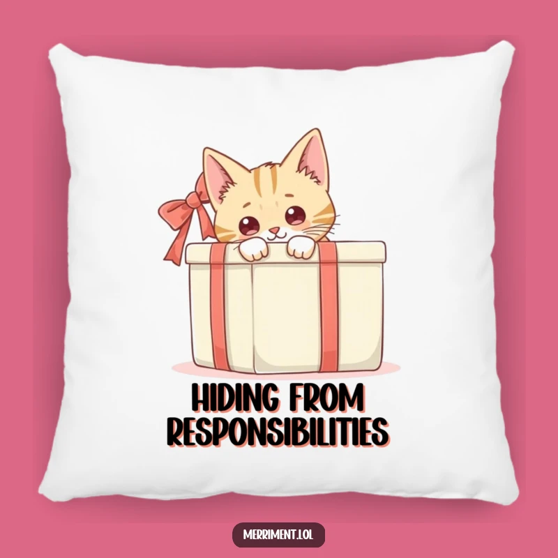 Funny Cat Gift Box Pillow: Snuggle Up with Hilarious Feline Curiosity!