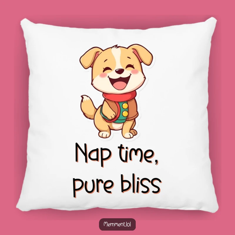Funny Dog Pillow: Happy Wagging Tail, Festive Vest, Cozy Comfort Gift