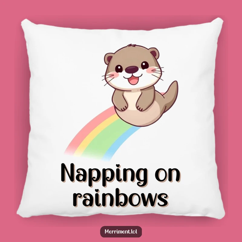 Funny Otter Rainbow Pillow: Cozy Up with a Hilarious Joyful Slider
