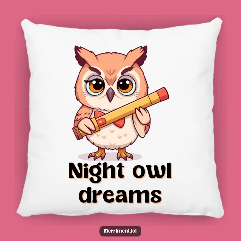 Funny Owl Kazoo Pillow - Comfy Determined Cushion Gift