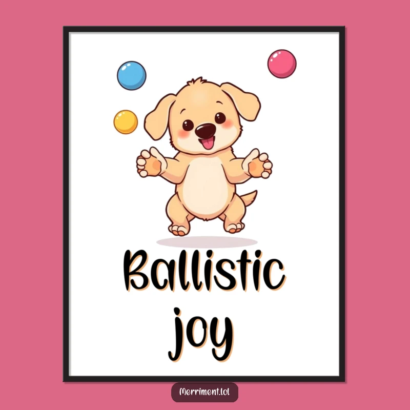 Funny Puppy Juggling Digital Art: Adorable Printable Decor - Hilarious Gift!