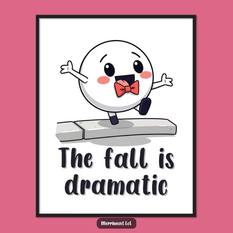 Funny Bouncing Ball Bowtie Curb Fall Digital Art: Instant Comedy