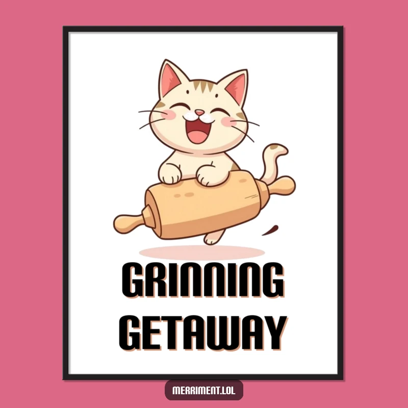 Funny Cat Rolling Pin Digital Art: Instant Joyful Decor, Perfect Gift Download!