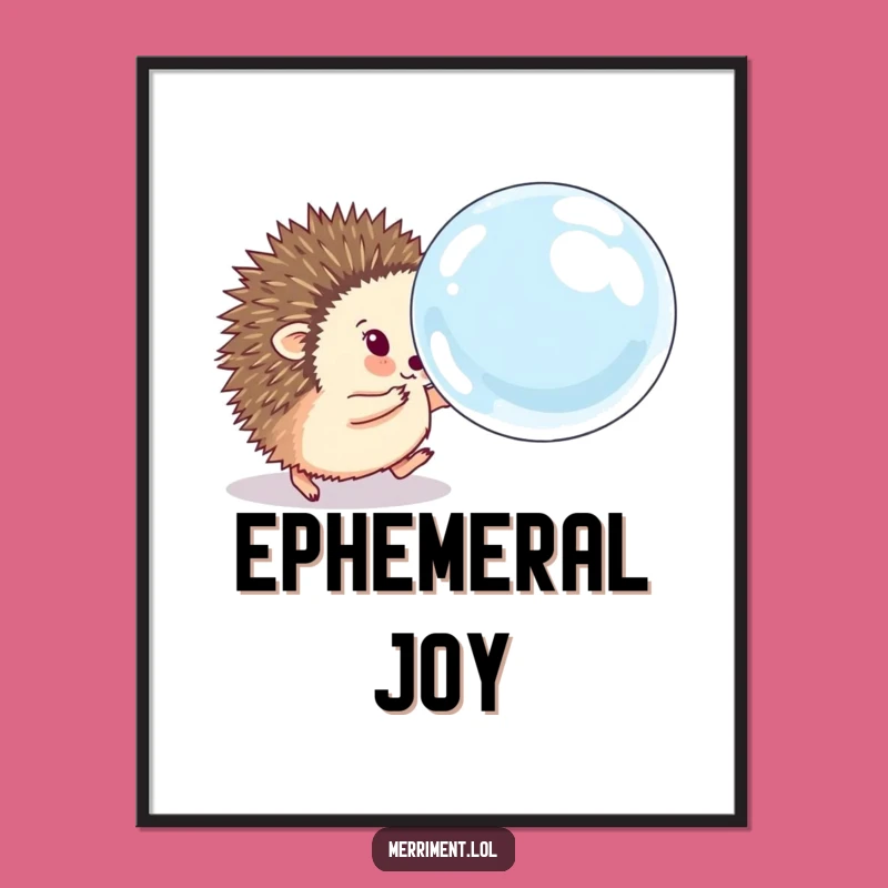 Funny Hedgehog Bubble Chase Digital Print Gift - Playful Prickle's Energetic Art