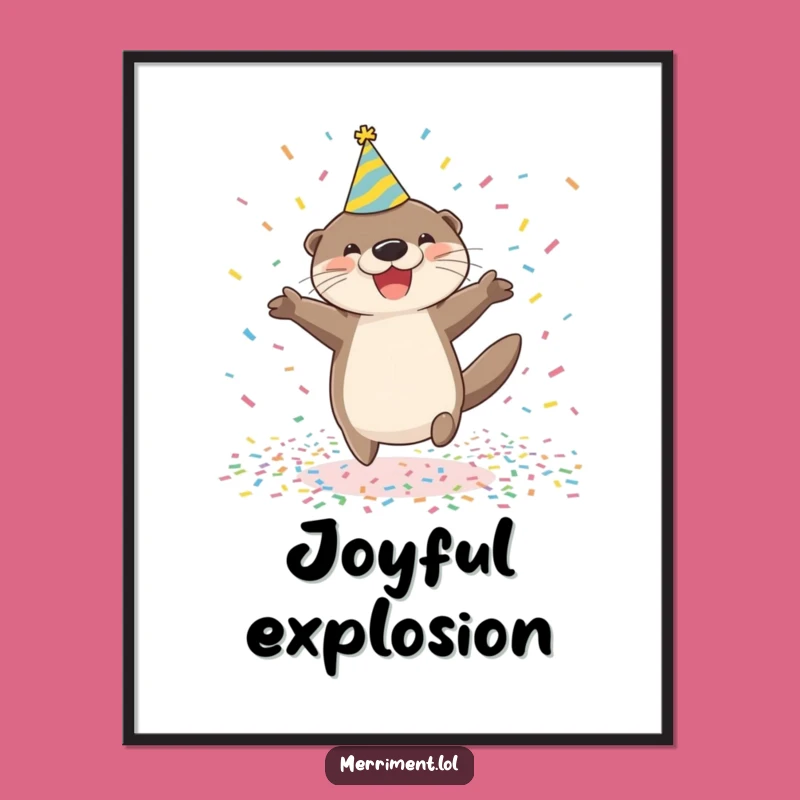 Funny Otter Party Digital Print: Instant Celebration for Your Walls