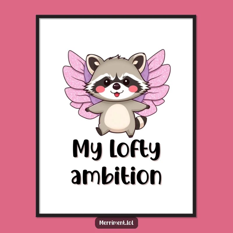 Funny Raccoon Wings Digital Art: Instant Whimsical Decor