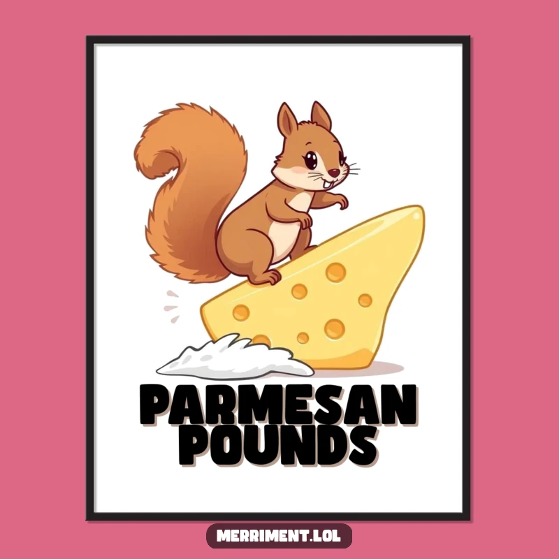 Funny Squirrel Cheese Surf Digital Art: Hilarious Print for Dairy Lovers and Art Collectors