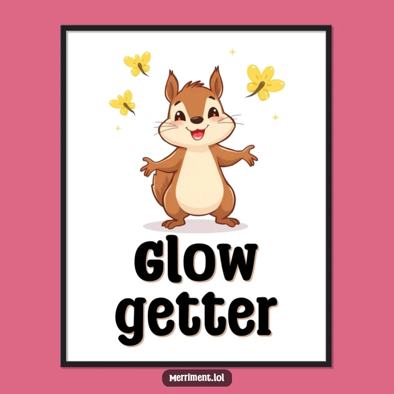 Funny Squirrel Juggling Digital Art: Energetic Firefly Art for Your Walls