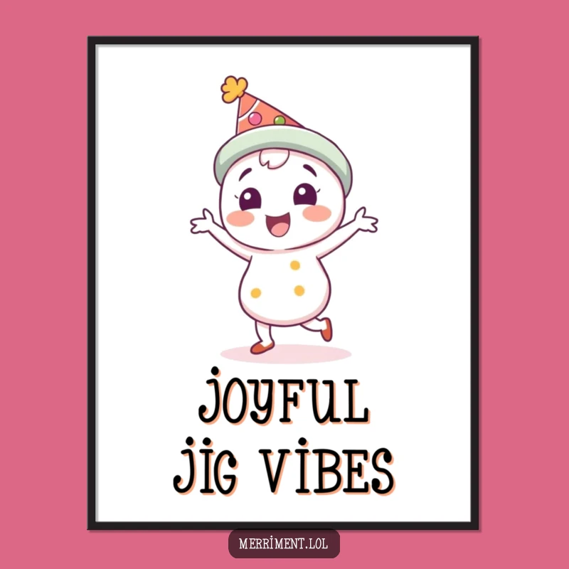 Funny Festive Hat Character Digital Art: Joyful Jig Print, Perfect Funny Gift