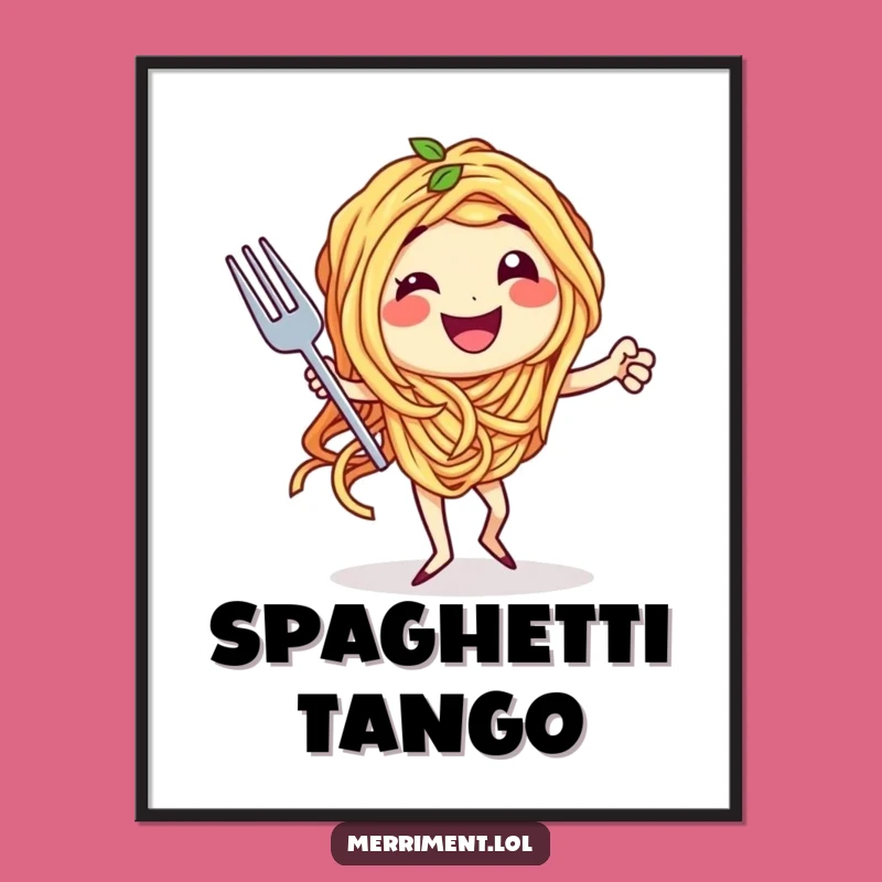 Funny Spaghetti Tango Fork Digital Art: Instant Culinary Art