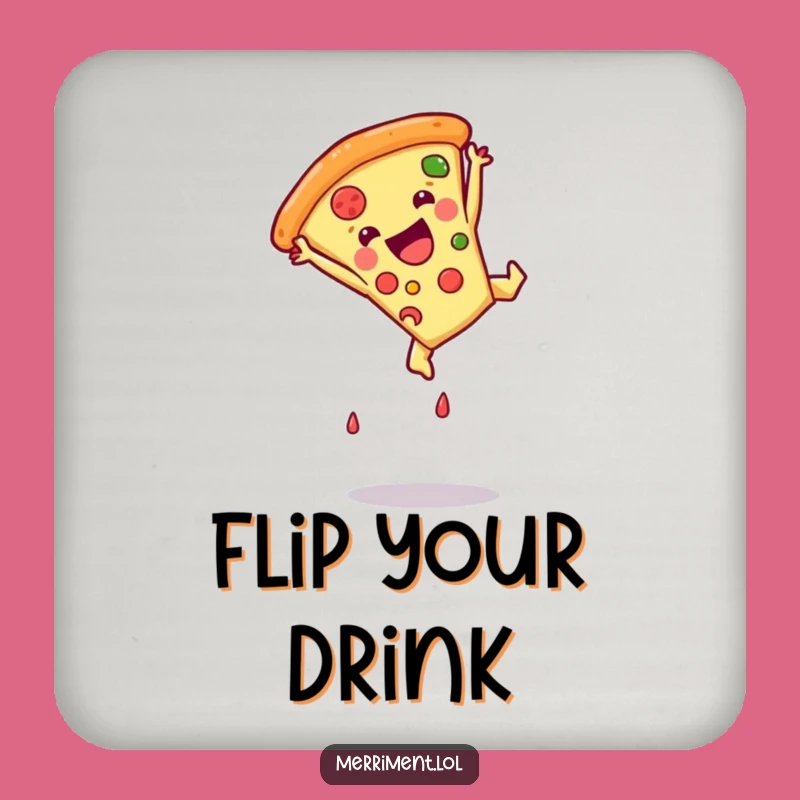 Funny Pizza Somersault Drink Coasters - Set of Cartoon Food Protectors