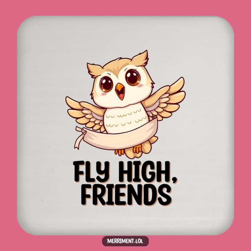 Funny Owl Banner Coasters: Protect Surfaces with Wise Charm, Set Of Funny Gifts