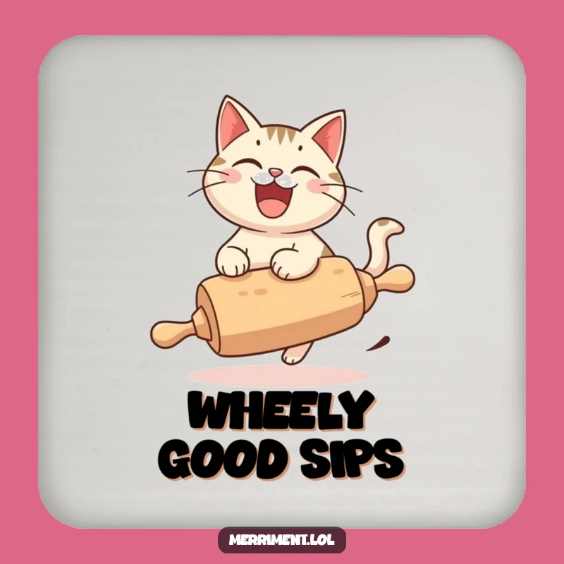 Funny Cat Rolling Pin Coaster: Protect Surfaces with Feline Humor, Gift!