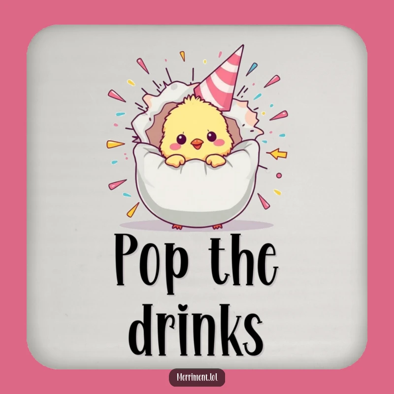 Funny Chick Party Popper Coasters: Festive Protection for Your Surfaces