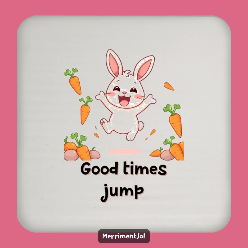Funny Delighted Rabbit Carrot Coaster: Joyful Bouncing Drink Protector