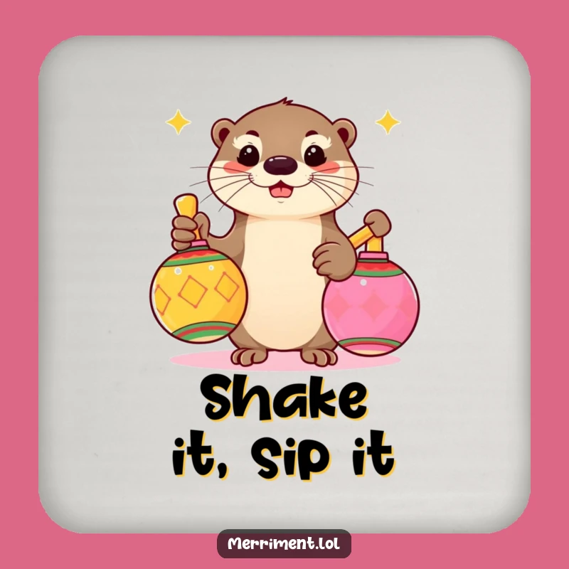 Funny Otter Maraca Coaster: Protect Surfaces with Fiesta Flair