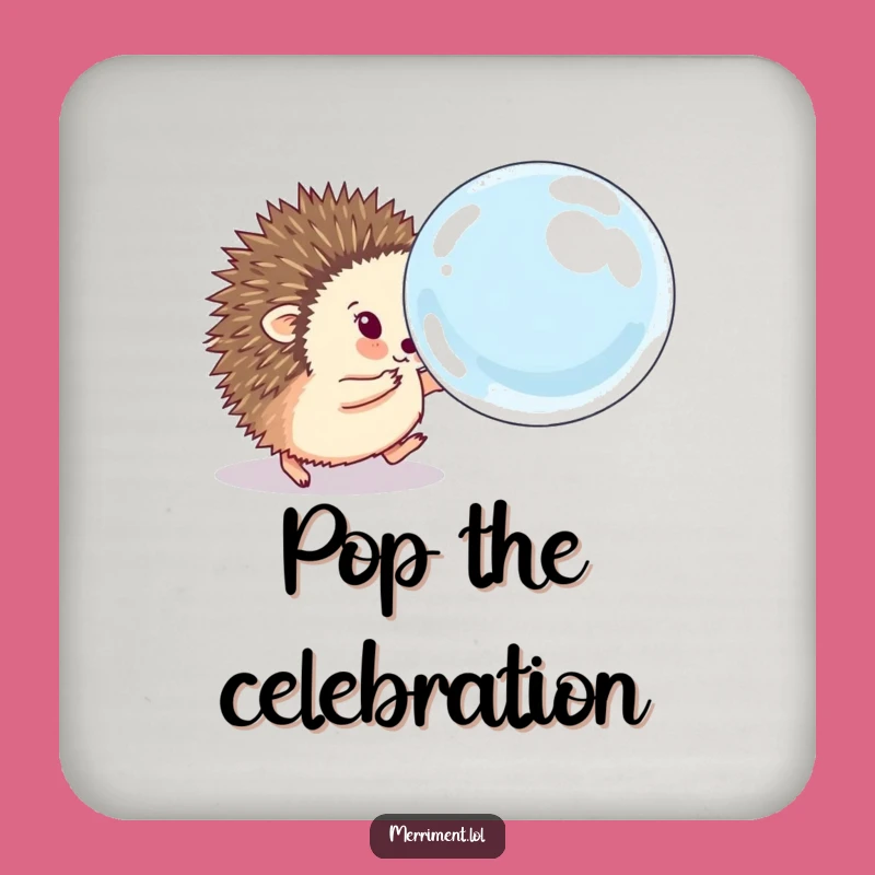 Funny Hedgehog Bubble Chase Coaster Gift - Playful Prickle's Surface Protection