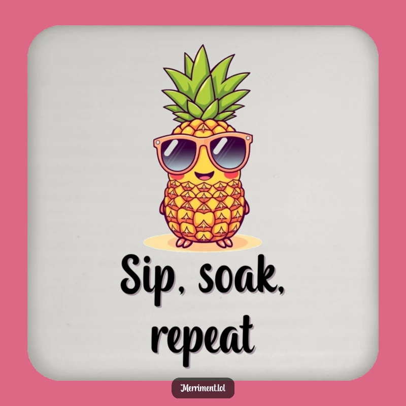 Funny Cheerful Pineapple Sunglasses Coasters - Protect Surfaces with Tropical Humor