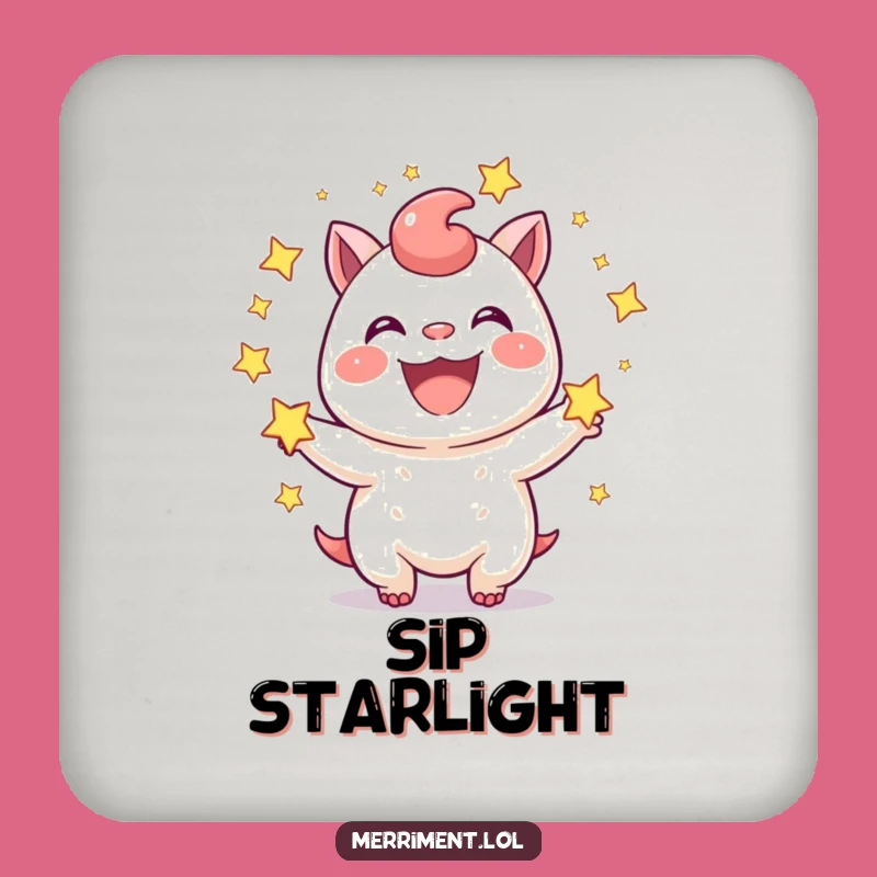 Funny Star Juggling Creature Drink Coaster: Star Protection, Perfect Funny Gift