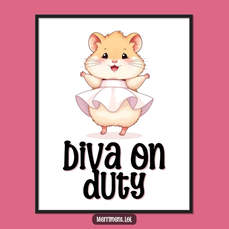 Funny Hamster Party Poster: Cute Art Print, Cheerful Twirl, Great Funny Gift