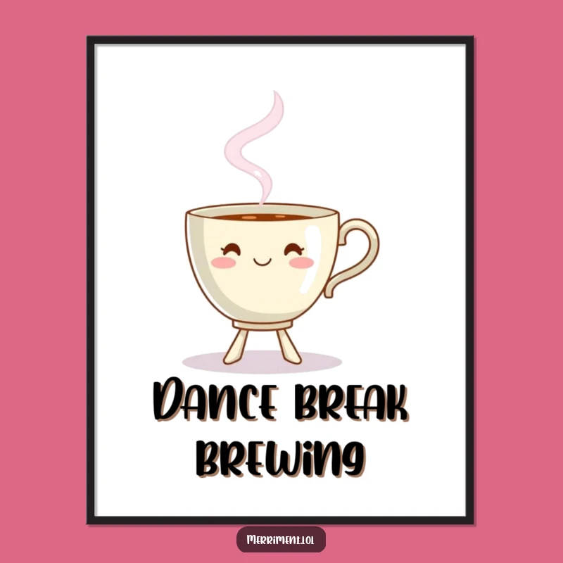 Funny Dancing Teacup Steam Shape Poster - Whimsical Art for a Playful Atmosphere