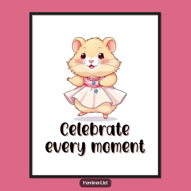 Funny Hamster Party Dress Poster: Hilarious Art for a Joyful Celebration!